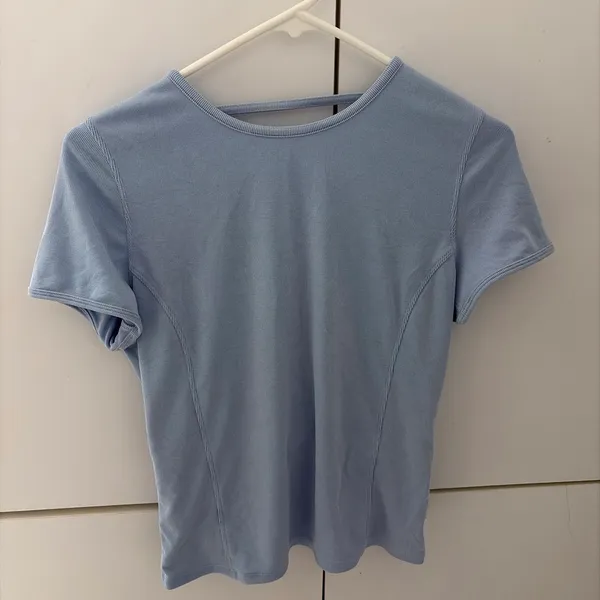 Lululemon blue shirt with twist tie in the back - Image 3