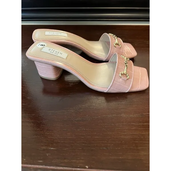 Steven Sandals Women’s Size‎ 8 Pink Croc Gold Horse Bit Slip On - Image 3