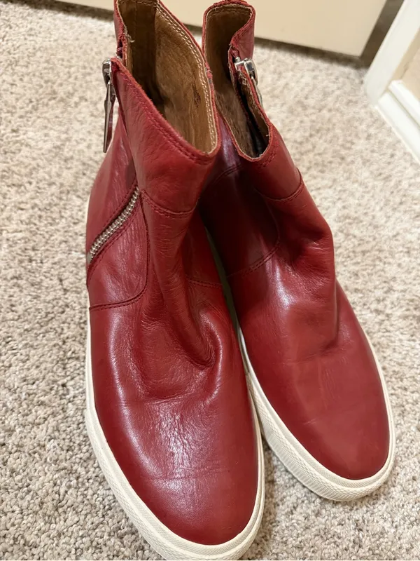 FRYE Gia Lug Zip Leather Bootie Sneaker Red Clay 9.5 - Image 12
