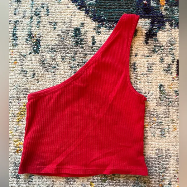Topshop ribbed one shoulder tank top - Image 4