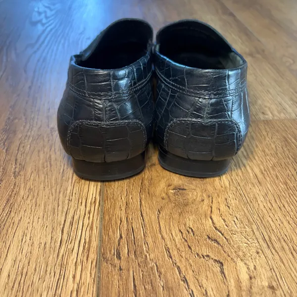 Lauren Ralph Lauren Barbara Croc Embossed Leather Penny Loafers Black Womens 10B - Image 4
