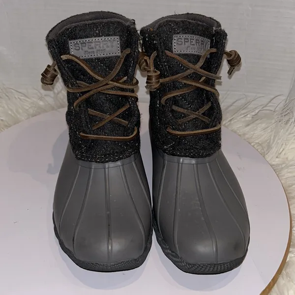 Sperry Saltwater Rain Duck Boots Womens Size 6. Gray Rubber Quilted Wool - Image 2