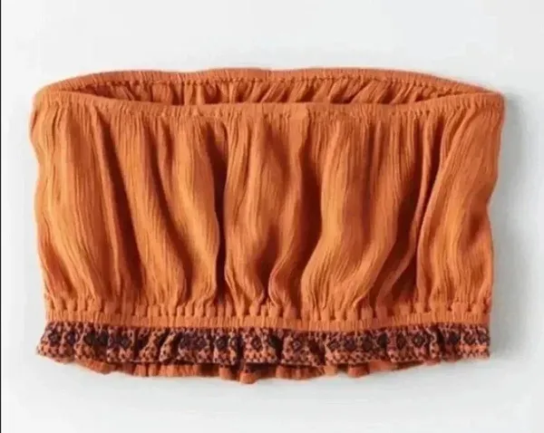 American Eagle 🆕 Rust Embroidered Crop Top XL🆕 - Image 5