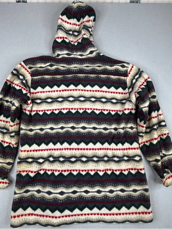 Vintage American Eagle Fleece Hoodie M Southwestern Fair Isle Y2K Full Zip - Image 5