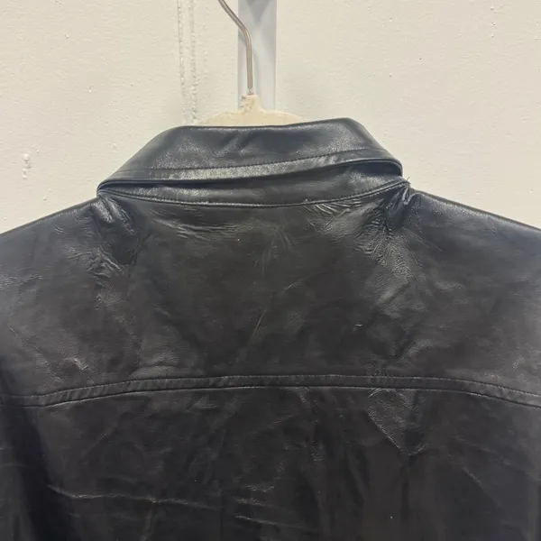 Olivaceous Black Faux Leather Button‎ Down Shirt Shacket S/M Fall Monochrome - Image 6