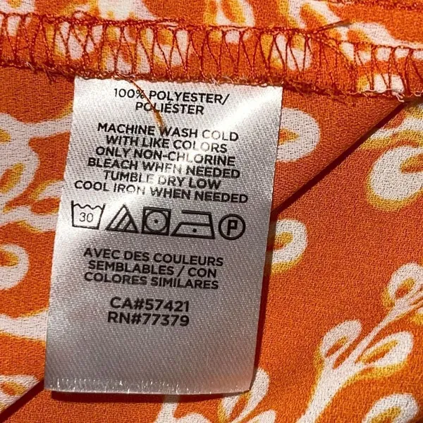 LOFT‎ Tank Top Orange Pattern Ruffle Size Medium Petite New - Image 6