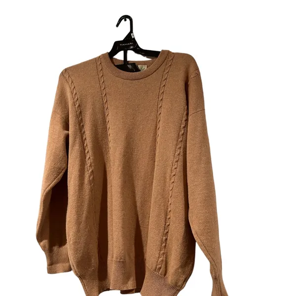 Quills Woolen Market Knit Irish Fishing Sweater Large Natural Wool dark beige-L - Image 2