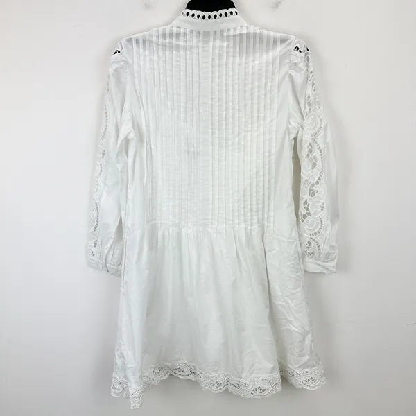 Madewell Pintucked Eyelet Mini Dress Boho Cotton Cottagecore White Small NWT - Image 15