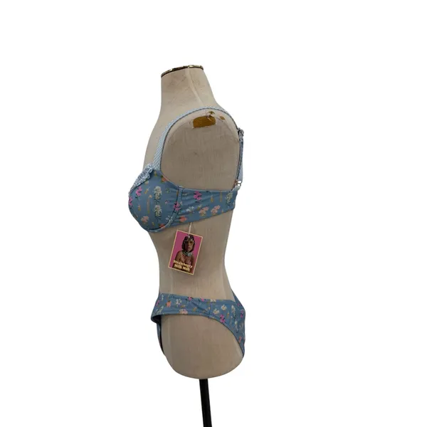 Strawberry Milk Mob Brad's‎ Favorite Floral Bikini Set Blue Ruffle NWT Medium - Image 6
