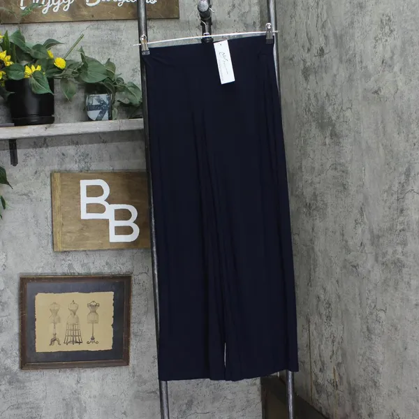 NWT Ny Collection Petite Mid Rise Pull On Wide-Leg Palazzo Pants Navy Blue SP - Image 4
