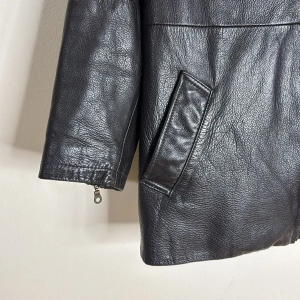 Vtg Wilsons thinsulate Leather jacket Asymmetrical‎ Zip Lined chocolate Brown S - Image 5
