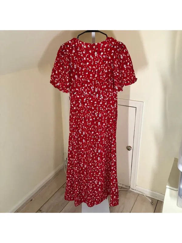 A New Day NWT Women's Short Sleeve Maxi Sundress Red Floral Size 2 - Image 8