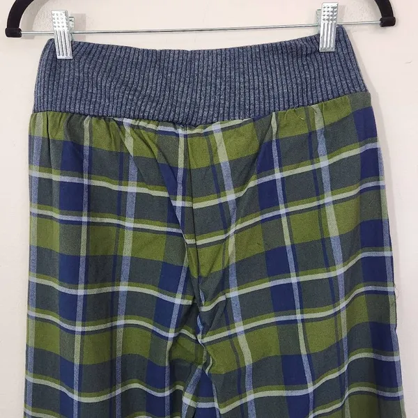 WeWoreWhat Green and Navy Plaid Pant NWT Size Small Low Rise Plaid Knit Pants - Image 5