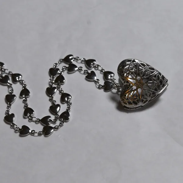 Chic Silver Heart Charm Locket Necklace for Picture valentine love partner child - Image 8