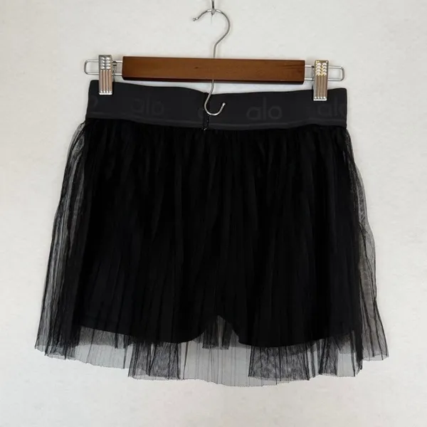 Alo Yoga Tulle Skort Womens XS Black Mesh Overlay Tennis Skirt Balletcore - Image 2