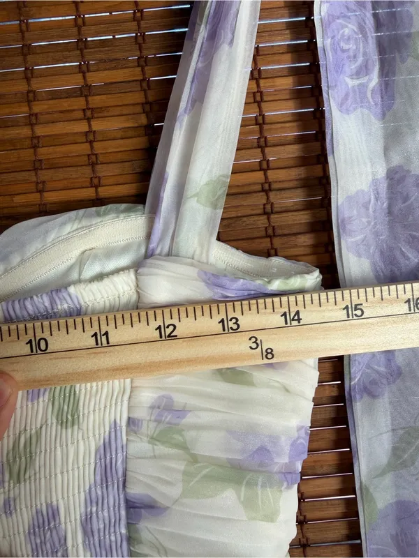Rosberi Elle Lavender Rose Floral Bustier Tie Strap Maxi Dress XS - Image 10