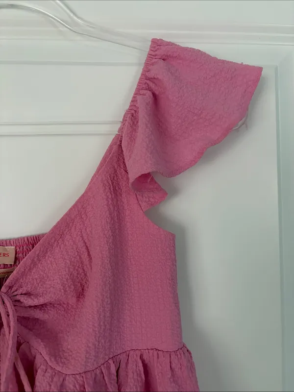 Urban Outfitters Pink Ruffle Tie-Front Top Size XS - Image 4