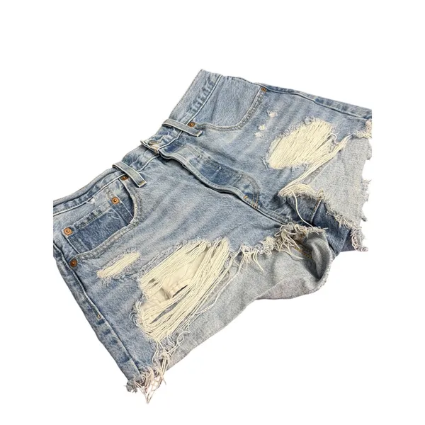 Levi’s 501 Button Fly Distressed Jean Shorts Size 30 - Image 4