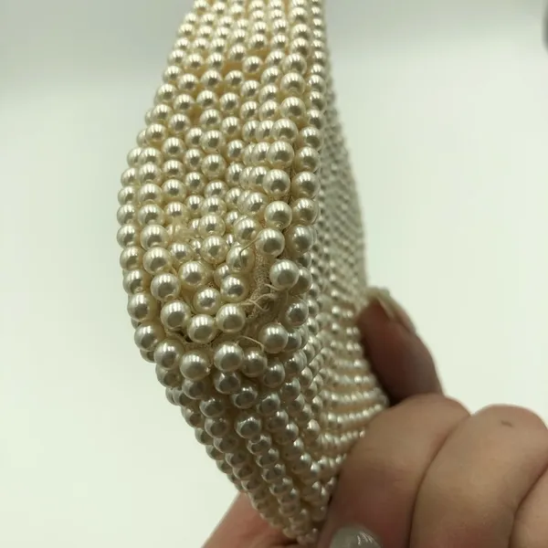 Vintage Cream/White Pearl Style Beaded Clutch OS - Image 5
