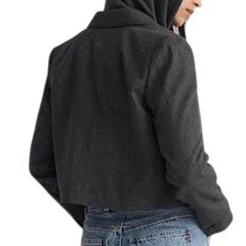 NWT Madewell Women's Sutter Crop Blazer Jacket Grey Italian Fabric NM509 Size XL - Image 2