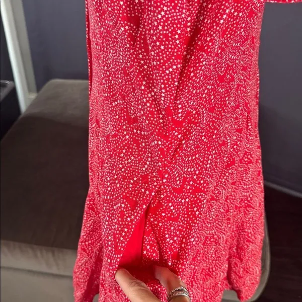 Universal Thread Red White Stars Short Sleeve Button Front Mini Dress Size L - Image 7