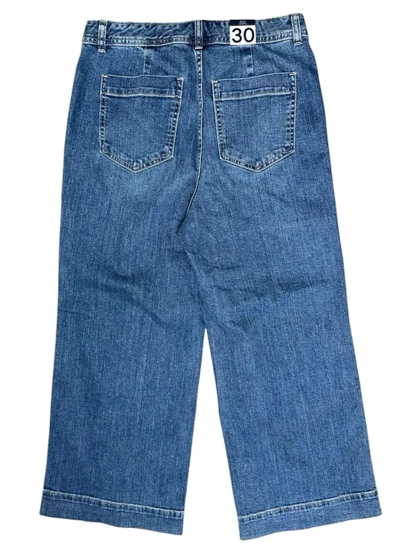 Gap NWT Women’s Size 30 10 Medium Indigo Blue High Rise Wide Leg Cropped Jeans - Image 3