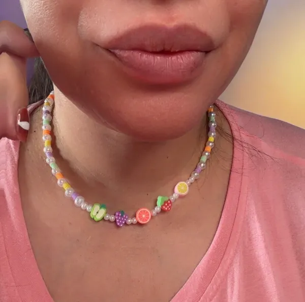 Beaded Fruit Charms Necklace Multiple - Image 2