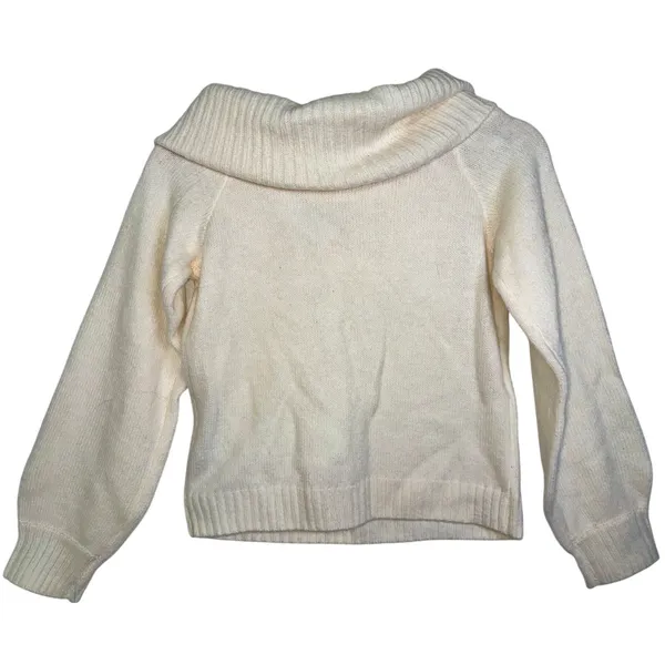 Abercrombie & Fitch Cream Knit Long Sleeve Cowl Neck Turtleneck Sweater Size M - Image 3