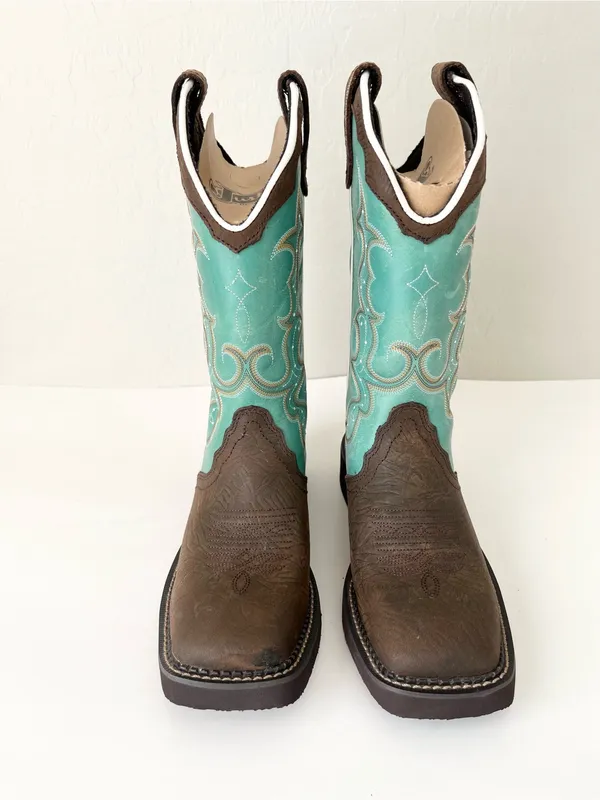 Justin Gypsy Raya turquoise cowgirl boots square toe NEW 6.5 READ Description - Image 5