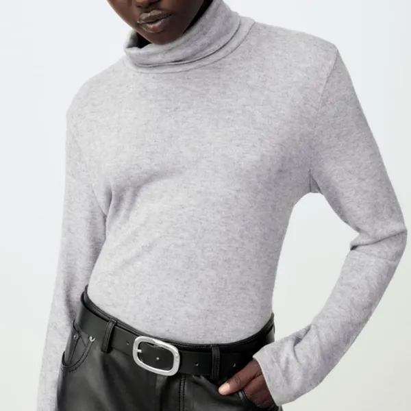 Zara light grey turtle neck cropped top - Image 2