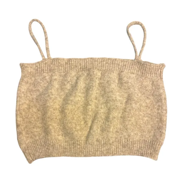 Bohme Beige Knit Tank Top Floral Embroidery Size Medium - Image 6