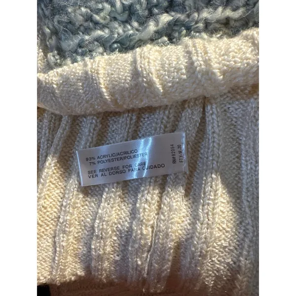Carolyn Taylor Cream Ribbed Knit Sweater Womens Large Raglan Sleeve Pocket - Image 3