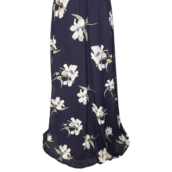 Lulus All Mine Floral Print High Low Wrap Dress Women’s Size L Navy - Image 9