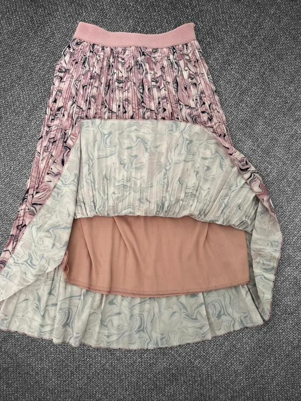 Metrowear Pink Abstract Pleated Midi Skirt Petite M - Image 8