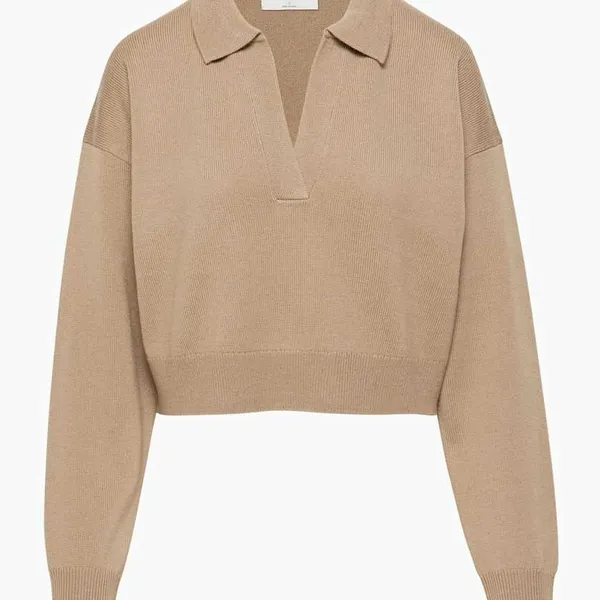 Wilfred Aritzia Clara Merino Wool Waist Crop Sweater in Camel M new without tags - Image 5