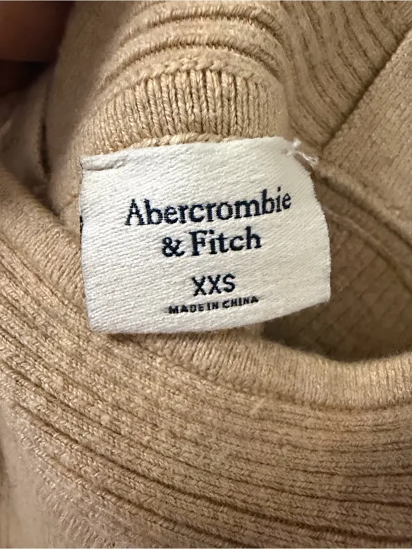 Abercrombie & Fitch ribbed sweetheart neckline sweater bodysuit in cream tan XXS - Image 3
