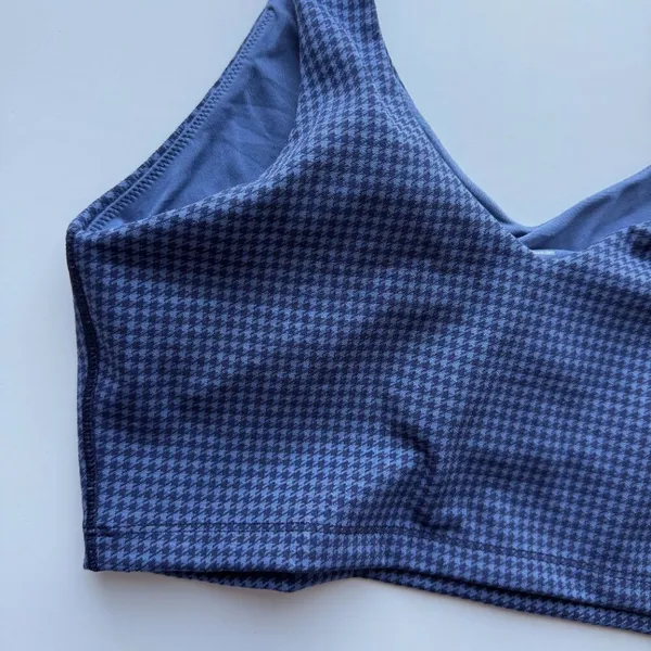 Aerie NWT Offline Recharge Least Support Sports Bra Blue Houndstooth Size Medium - Image 11