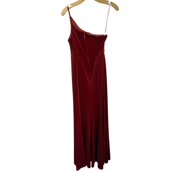 Azazie Kala Terracotta Velvet One‎ Shoulder Formal Bridesmaid Dress A2 - Image 2