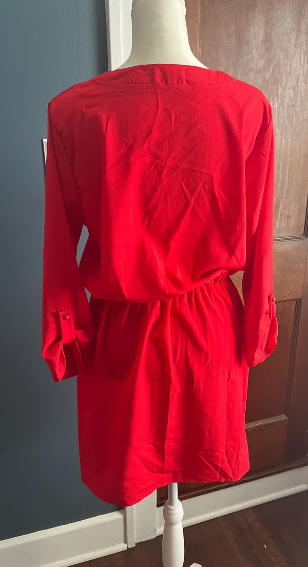Cherry Red 🍒 Tie waist Dress - Image 3