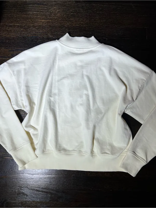 Calia Cream Mock Henley Sweatshirt Boxy Size Large - Image 7