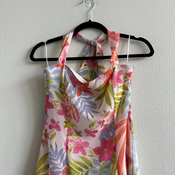 Dress Forum Drop waist tropical Midi Halter Dress Size Small - Image 3
