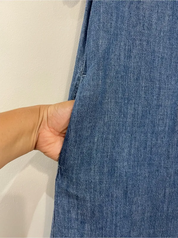 Faherty Hana Chambray Mini Shirtdress Tencel Linen XS Blue - Image 8