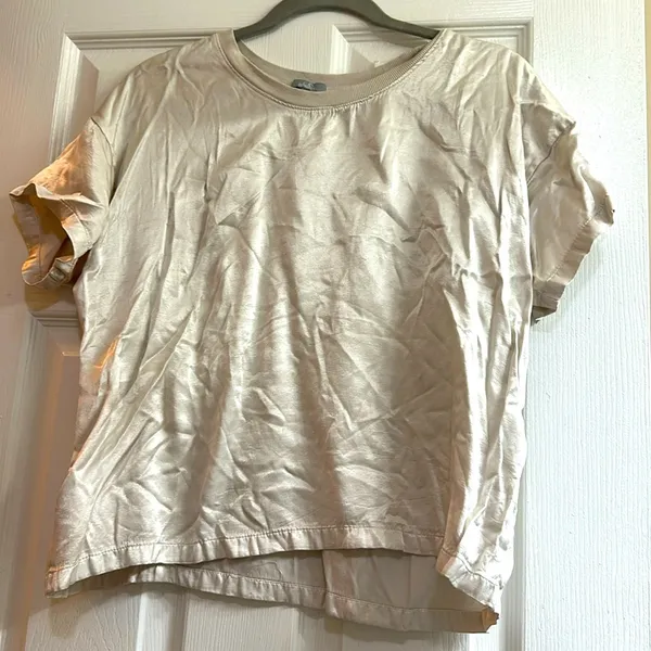 Pj Harlow Satin Crew-Neck Tee Egg Nog - Image 3