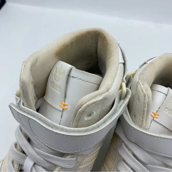 Adidas‎ Women's White and Tan leather High-Top Sneakers size 9 flowers embossed - Image 6