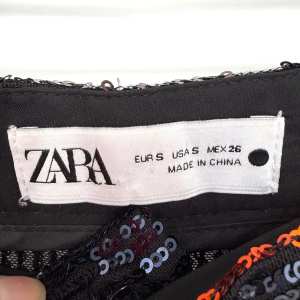Zara The Abbey Flared Sequin Pants Women S Orange Black Striped Retro Party Glam - Image 6