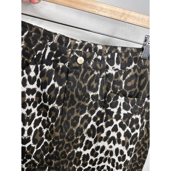 Commense Leopard Denim Split Maxi Skirt M NWT Size M - Image 3