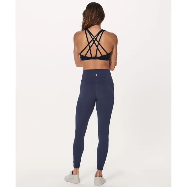 Lululemon Free To Be Serene Bra Size 6 Strappy Back Floral Print Blue Yoga - Image 13
