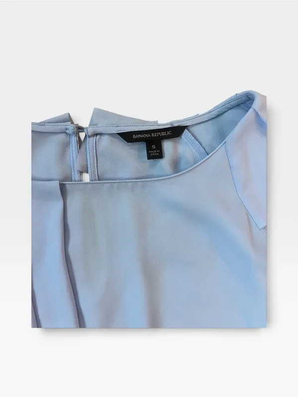 Banana Republic Pale Blue Ruffle-Trim Short Sleeve Blouse - Image 2