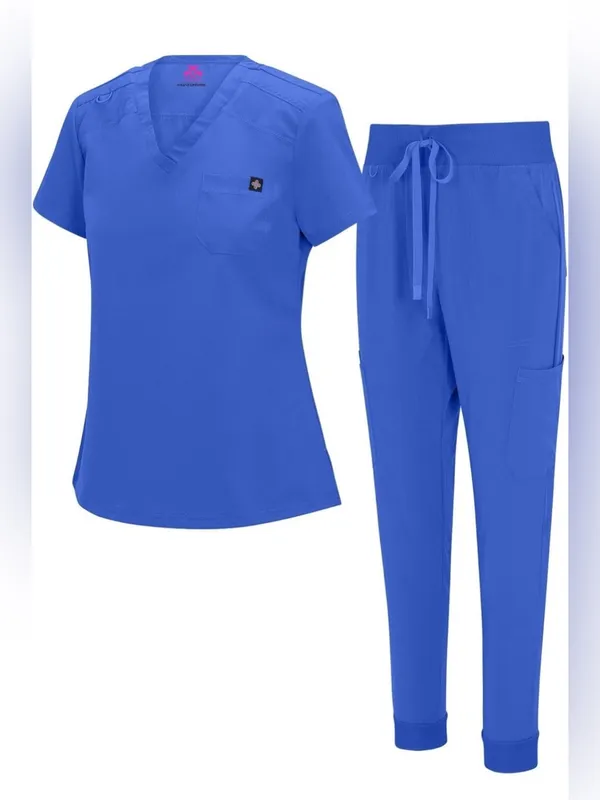 Natural Uniforms Womens Cool Stretch Modern nurse Cna Yoga Jogger Scrubs BLUE XS - Image 5