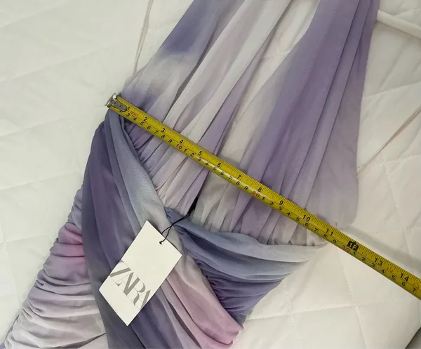 Zara Y2K Mesh Halter Dress Ruched Draped Bodycon Ombre Pastel Cocktail Party Size M - Image 6